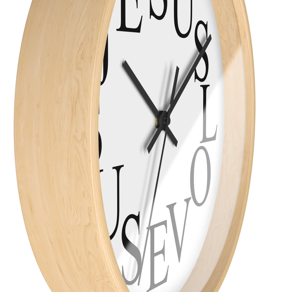 Jesus Clock – 10” x 10” Wall Clock with Silent Non-Ticking Quartz Movement, Plexiglass Face, Wood Frame, Easy Hanging, Battery Operated