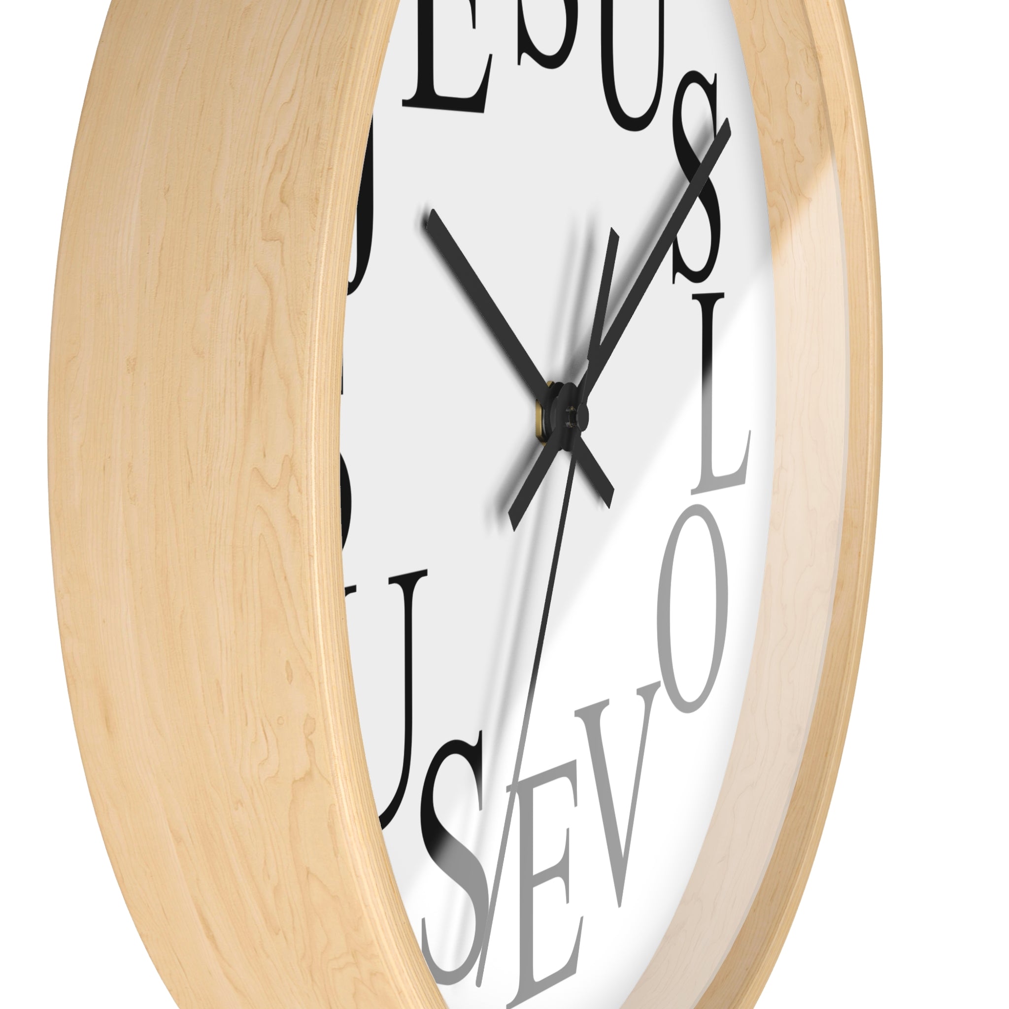 Jesus Clock – 10” x 10” Wall Clock with Silent Non-Ticking Quartz Movement, Plexiglass Face, Wood Frame, Easy Hanging, Battery Operated
