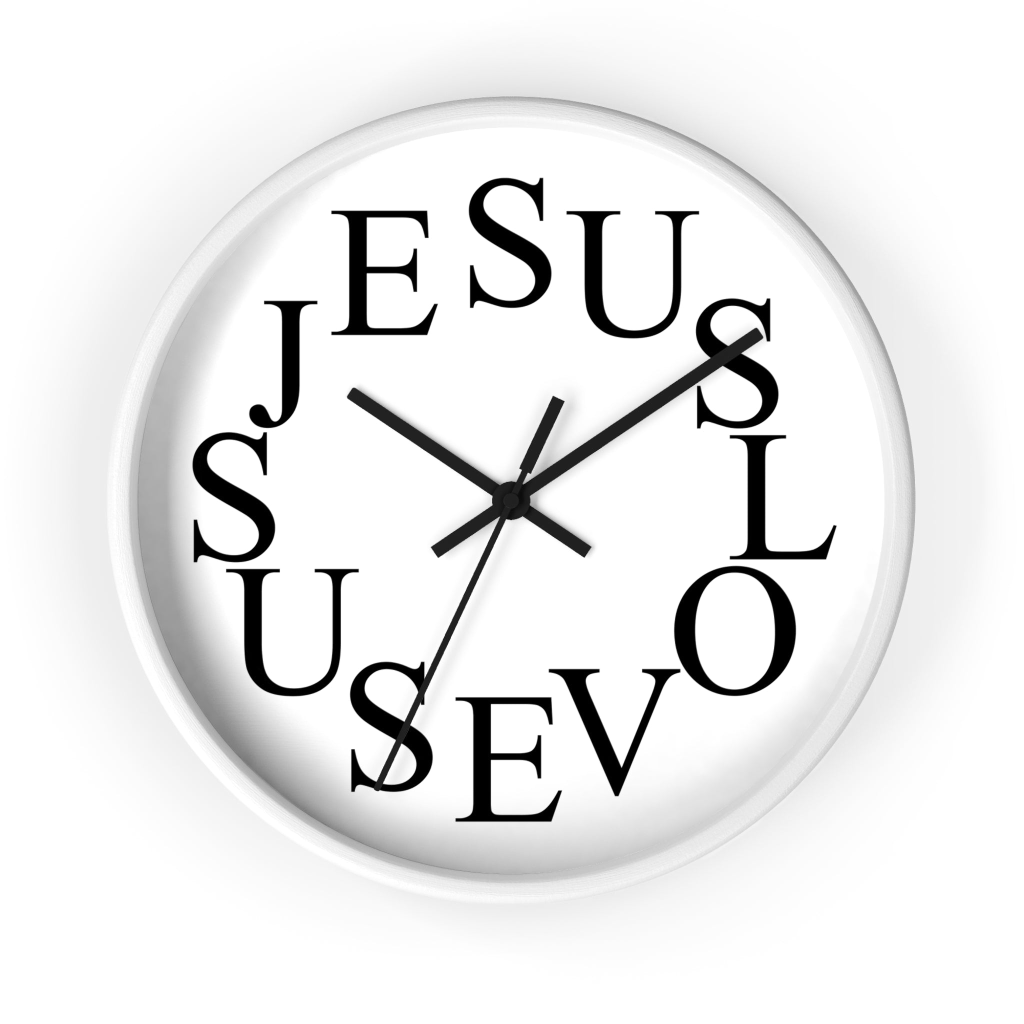 Jesus Clock – 10” x 10” Wall Clock with Silent Non-Ticking Quartz Movement, Plexiglass Face, Wood Frame, Easy Hanging, Battery Operated