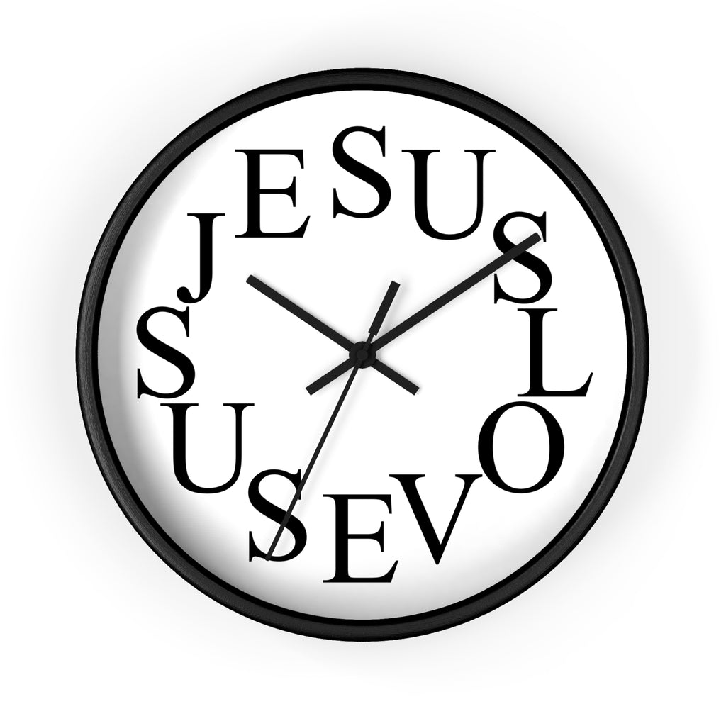 Jesus Clock – 10” x 10” Wall Clock with Silent Non-Ticking Quartz Movement, Plexiglass Face, Wood Frame, Easy Hanging, Battery Operated