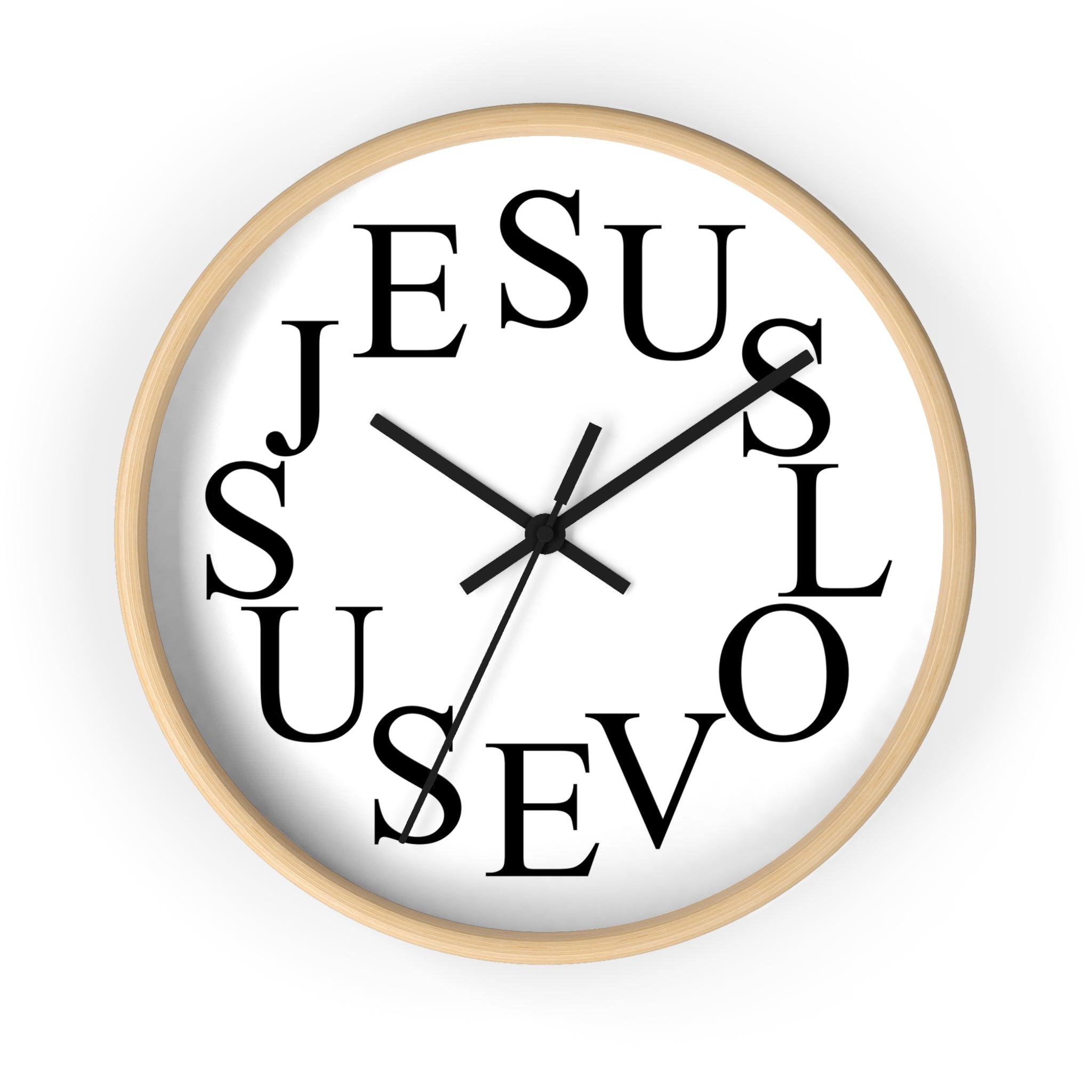 Jesus Clock – 10” x 10” Wall Clock with Silent Non-Ticking Quartz Movement, Plexiglass Face, Wood Frame, Easy Hanging, Battery Operated
