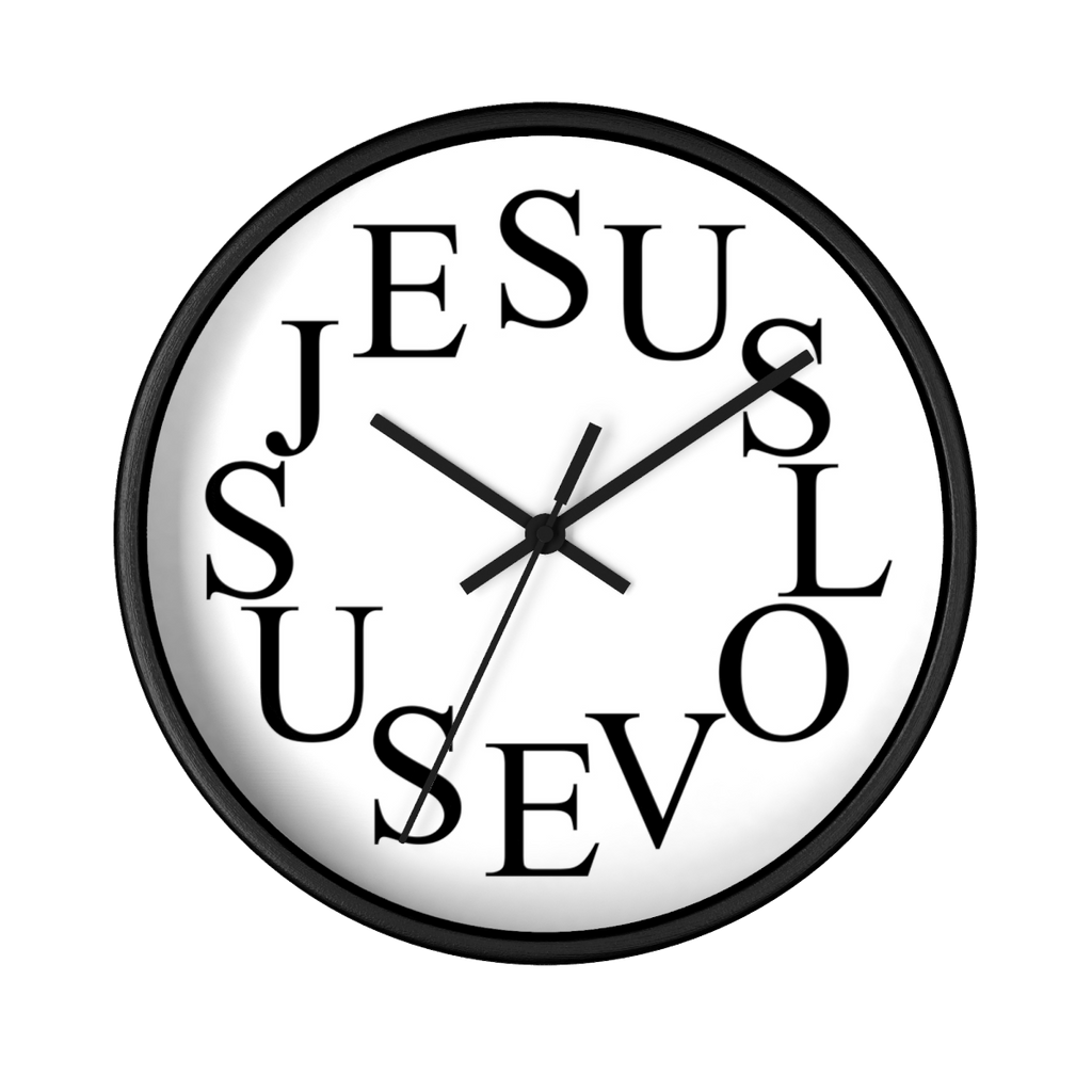 Jesus Clock – 10” x 10” Wall Clock with Silent Non-Ticking Quartz Movement, Plexiglass Face, Wood Frame, Easy Hanging, Battery Operated